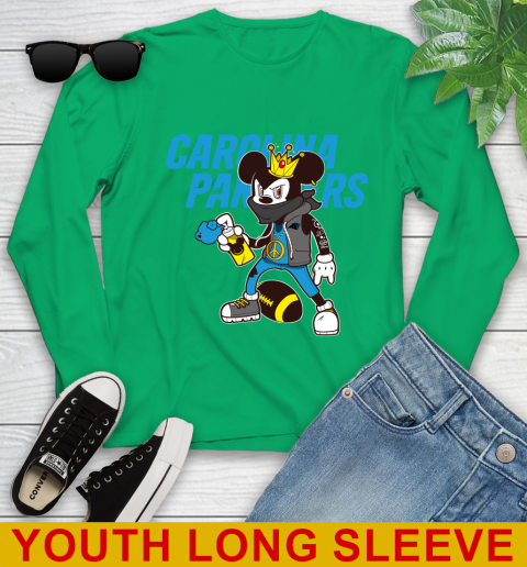 Carolina Panthers NFL Football Mickey Peace Sign Sports Youth Long Sleeve 7