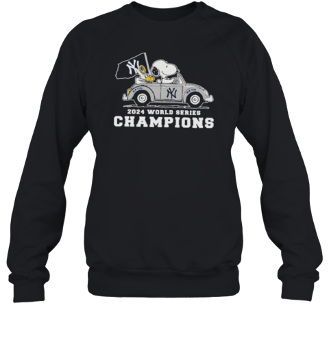 Peanuts Snoopy And Woodstock On Car X New York Yankees World Series Champions Sweatshirt