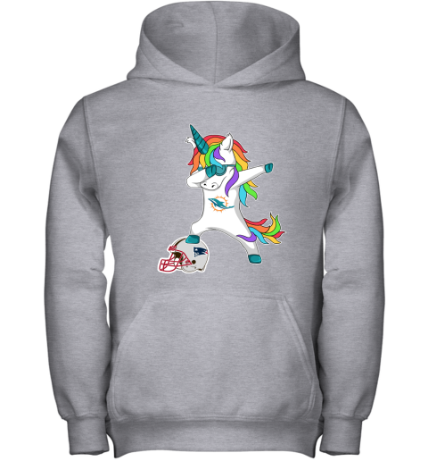 Football Dabbing Unicorn Steps On Helmet Miami Dolphins Youth Hoodie