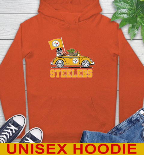 NFL Football Pittsburgh Steelers Darth Vader Baby Yoda Driving Star Wars Shirt Hoodie 5