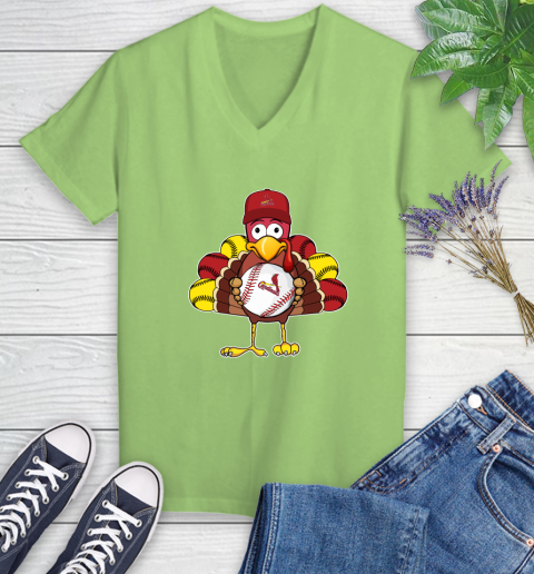 St.Louis Cardinals Turkey thanksgiving Women's V-Neck T-Shirt 11