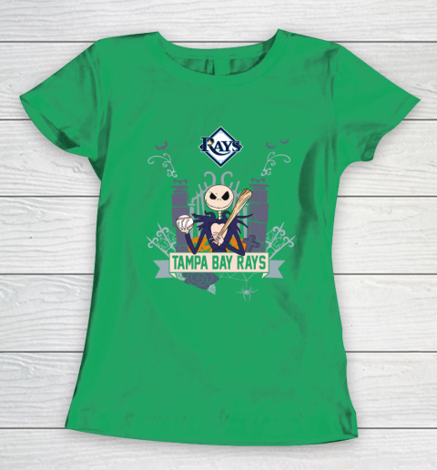 MLB Tampa Bay Rays Baseball Jack Skellington Halloween Women's T-Shirt 5