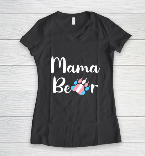 Mama Bear Transgender Mom T Shirt Trans Pride Gift Women's V-Neck T-Shirt 6
