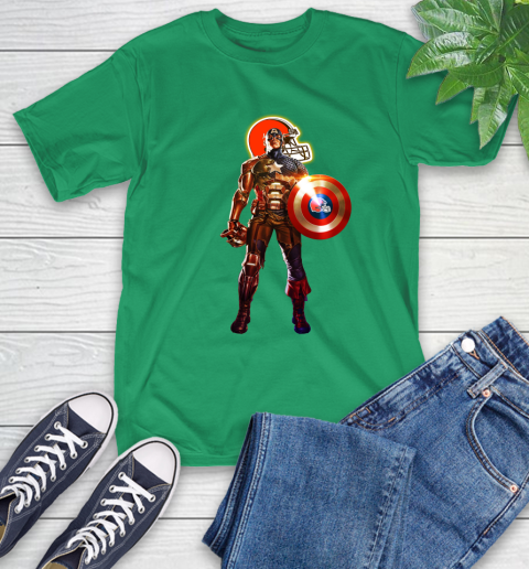 NFL Captain America Marvel Avengers Endgame Football Sports Cleveland Browns T-Shirt 7