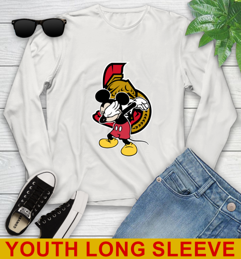 Ottawa Senators NHL Hockey Dabbing Mickey Disney Sports Youth Long Sleeve 12