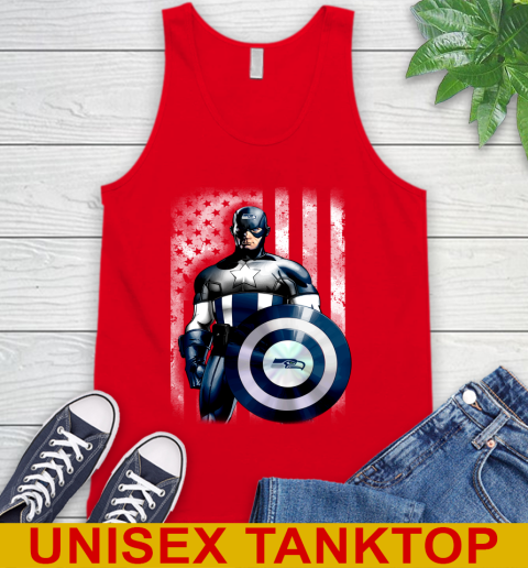 Seattle Seahawks NFL Football Captain America Marvel Avengers American Flag Shirt Tank Top 5