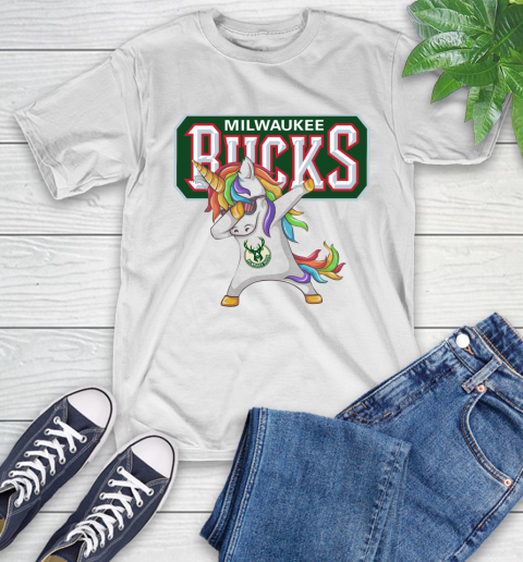 Milwaukee Bucks NBA Basketball Funny Unicorn Dabbing Sports T-Shirt