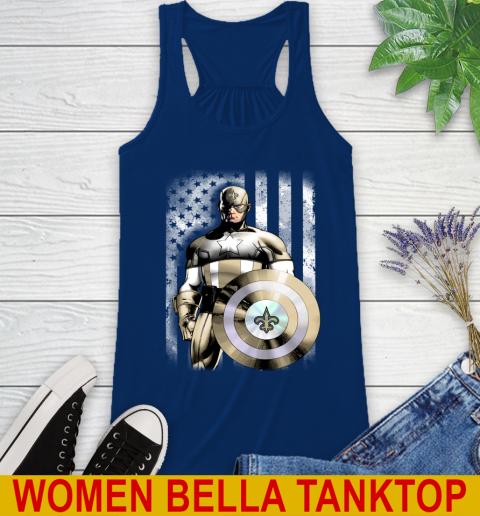 New Orleans Saints NFL Football Captain America Marvel Avengers American Flag Shirt Racerback Tank 7