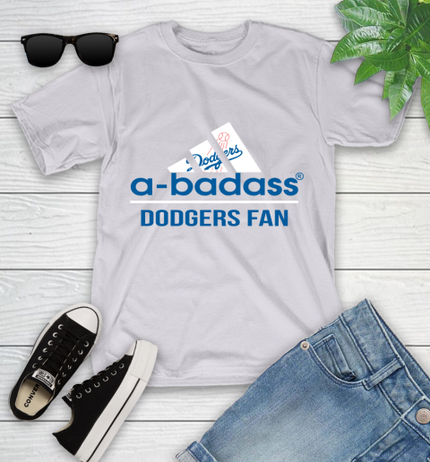 MLB A Badass Los Angeles Dodgers Fan Adidas Baseball Sports Youth T-Shirt 4