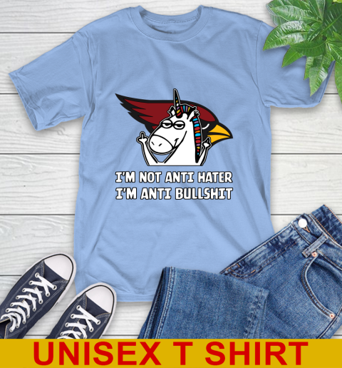 Arizona Cardinals NFL Football Unicorn I'm Not Anti Hater I'm Anti Bullshit T-Shirt 11