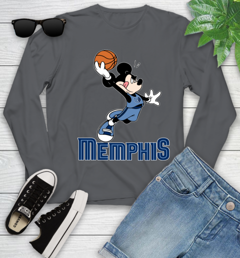 NBA Basketball Memphis Grizzlies Cheerful Mickey Mouse Shirt Youth Long Sleeve 8