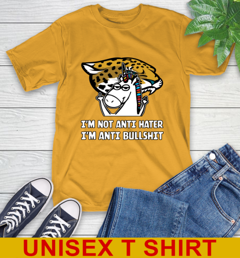 Jacksonville Jaguars NFL Football Unicorn I'm Not Anti Hater I'm Anti Bullshit T-Shirt 3