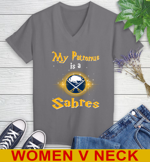 NHL Hockey Harry Potter My Patronus Is A Buffalo Sabres Women's V-Neck T-Shirt 11