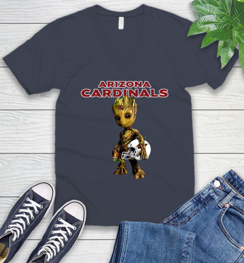 Arizona Cardinals NFL Football Groot Marvel Guardians Of The Galaxy V-Neck T-Shirt 9