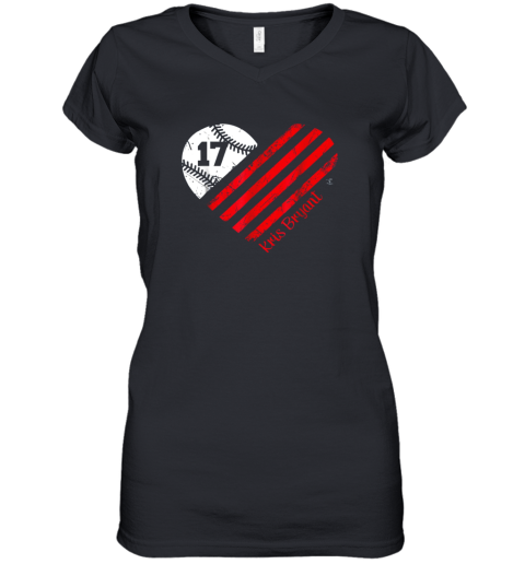Kris Bryant Baseball Flag Heart Shirt  Apparel Women's V-Neck T-Shirt