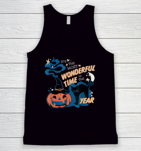 Black Cat Halloween Shirt It's the Most Wonderful Time Of The Year Tank Top