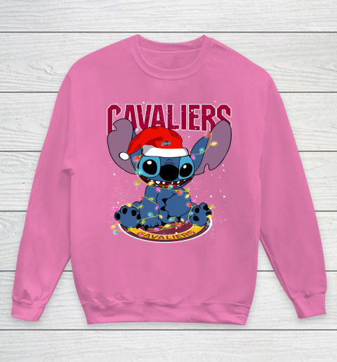 Cleveland Cavaliers NBA noel stitch Basketball Christmas Youth Sweatshirt 3