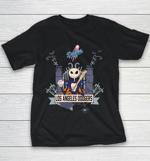 MLB Los Angeles Dodgers Baseball Jack Skellington Halloween Youth T-Shirt