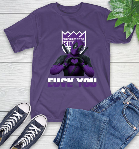 NBA Sacramento Kings Deadpool Love You Fuck You Basketball Sports T-Shirt 5