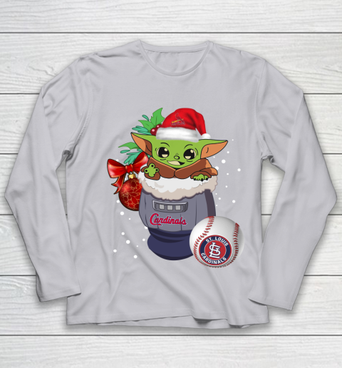 St.Louis Cardinals Christmas Baby Yoda Star Wars Funny Happy MLB Youth Long Sleeve 5