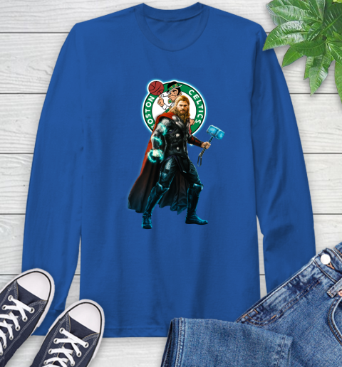 NBA Thor Avengers Endgame Basketball Boston Celtics Long Sleeve T-Shirt 9