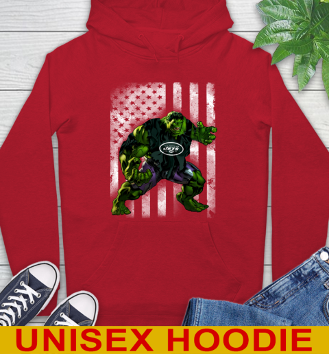 New York Jets Hulk Marvel Avengers NFL Football American Flag Hoodie 10