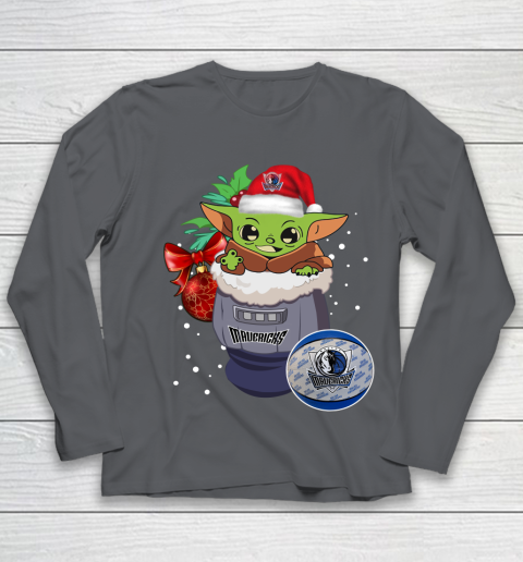 Dallas Mavericks Christmas Baby Yoda Star Wars Funny Happy NBA Youth Long Sleeve 8