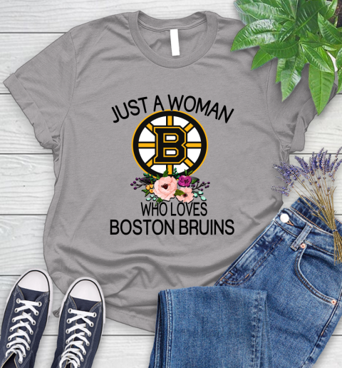 NHL Just A Woman Who Loves Boston Bruins Hockey Sports Women's T-Shirt 3