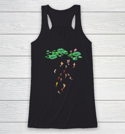 Watercolor Japanese Koi Fish Goldfish Lily Pad Lotus Leaf Shirt Racerback Tank