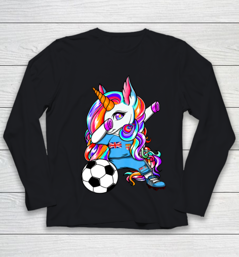 Dabbing Unicorn Fiji Soccer Fans Jersey Flag Fijian Football Youth Long Sleeve