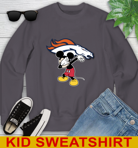 Denver Broncos NFL Football Dabbing Mickey Disney Sports Youth Sweatshirt 6