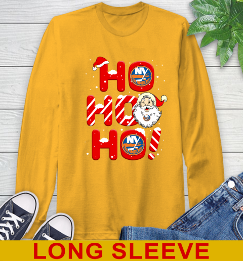 New York Islanders NHL Hockey Ho Ho Ho Santa Claus Merry Christmas Shirt Long Sleeve T-Shirt 2
