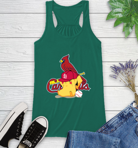 MLB Pikachu Baseball Sports St.Louis Cardinals Racerback Tank 7