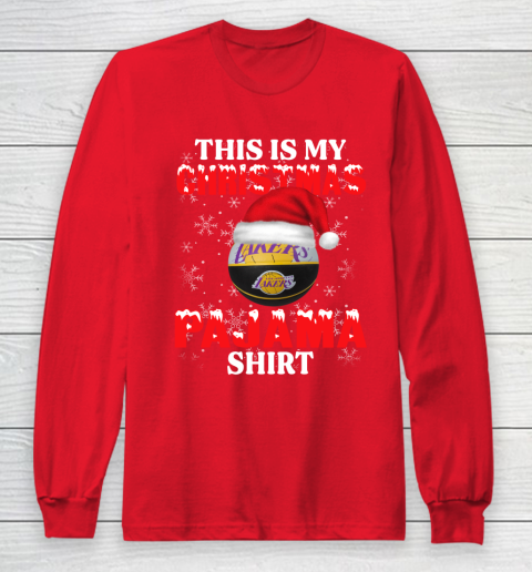 Los Angeles Lakers This Is My Christmas Pajama Shirt NBA Long Sleeve T-Shirt 7