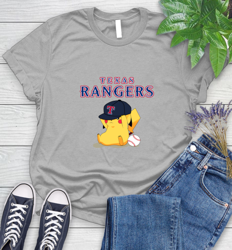 MLB Pikachu Baseball Sports Texas Rangers Women's T-Shirt 5