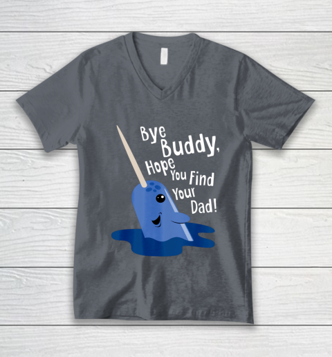 Bye Buddy Narwhal Elf Funny Christmas Holiday Gift V-Neck T-Shirt 4