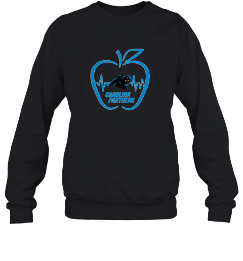 Apple Heartbeat Teacher Symbol Carolina Panthers Sweatshirt