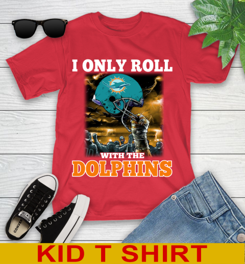 Miami Dolphins NFL Football I Only Roll With My Team Sports Youth T-Shirt 11