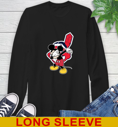 Cleveland Indians MLB Baseball Dabbing Mickey Disney Sports Long Sleeve T-Shirt 2