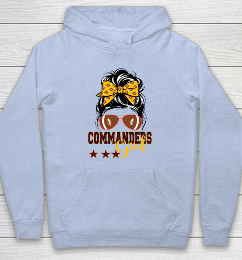 Retro Commanders Girl Messy Bun Sports Fan Team Matching Hoodie 5