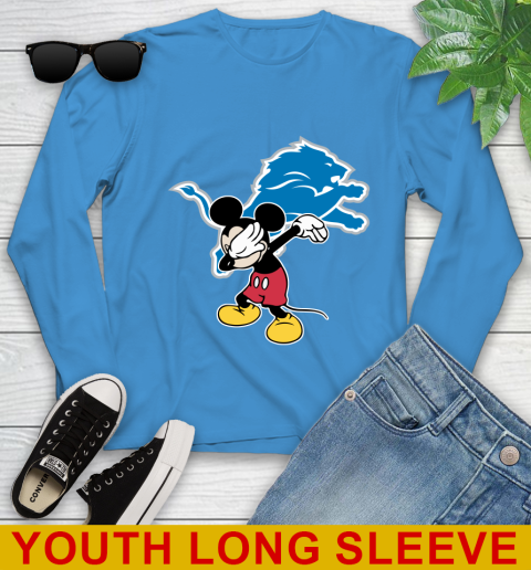 Detroit Lions NFL Football Dabbing Mickey Disney Sports Youth Long Sleeve 8
