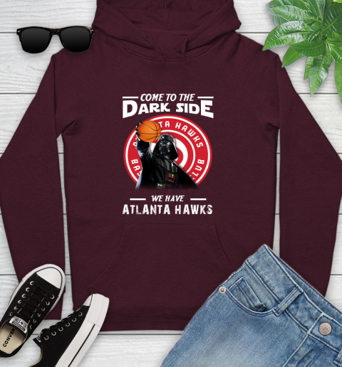 NBA Come To The Dark Side We Have Atlanta Hawks Star Wars Darth Vader Basketball Youth Hoodie 7