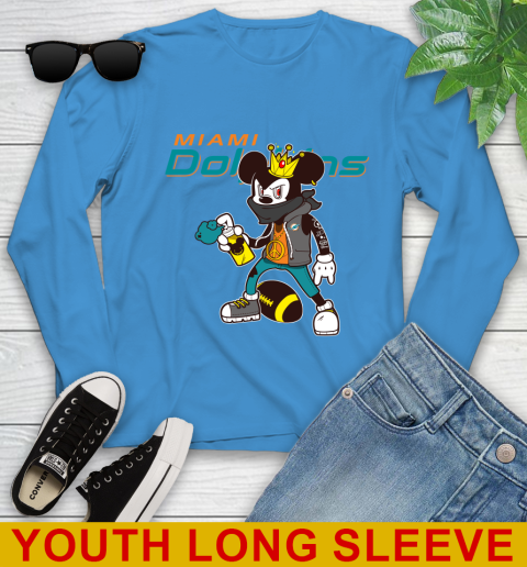 Miami Dolphins NFL Football Mickey Peace Sign Sports Youth Long Sleeve 9 Miami Dolphins NFL Football Mickey Peace Sign Sports Youth Long Sleeve - Image 9