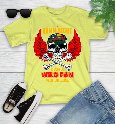 NHL Damn Right I Am A Minnesota Wild Win Or Lose Skull Hockey Sports Youth T-Shirt 10
