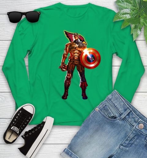 NFL Captain America Marvel Avengers Endgame Football Sports Arizona Cardinals Youth Long Sleeve 6