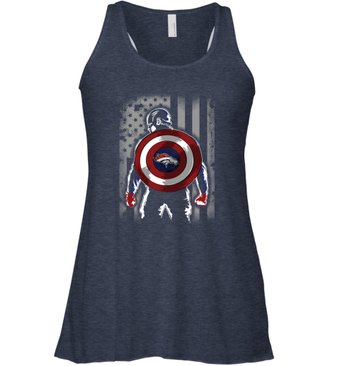 NFL Denver Broncos Captain America Marvel Flag Football Sports DSx3EE3xZHG flowy tank 32 95 151514 front heather navy