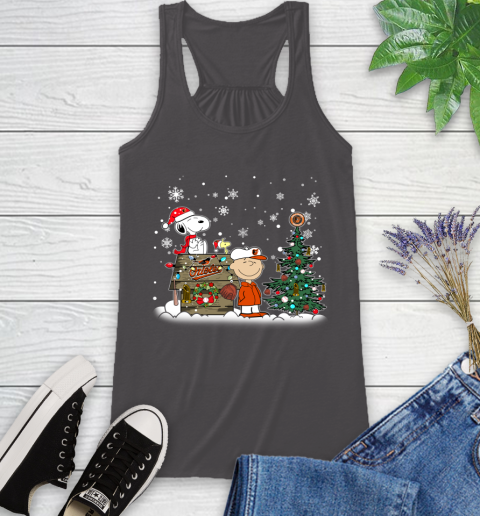 MLB Baltimore Orioles Snoopy Charlie Brown Christmas Baseball Commissioner's Trophy Racerback Tank 11