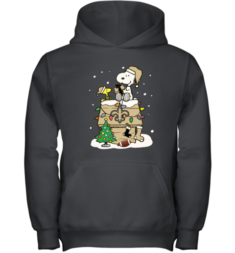 kt25 a happy christmas with new orleans saints snoopy youth hoodie 43 front black