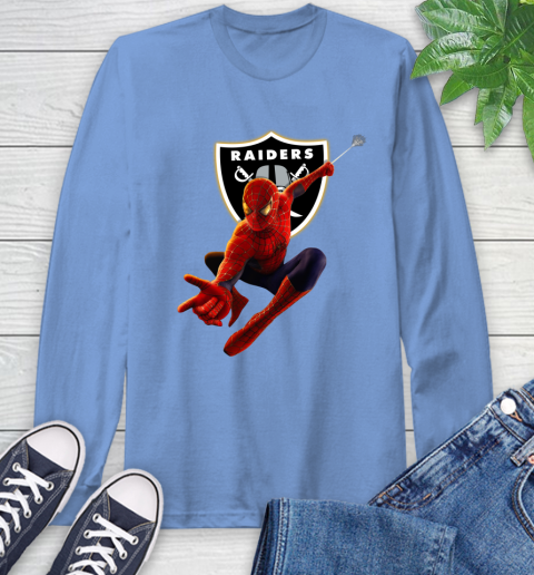 NFL Spider Man Avengers Endgame Football Oakland Raiders Long Sleeve T-Shirt 11