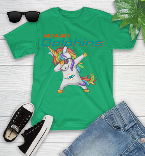 Miami Dolphins NFL Football Funny Unicorn Dabbing Sports Youth T-Shirt 6